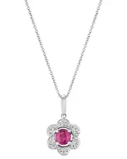 Le Vian Center Stone 14K Diamond & Ruby Pendant