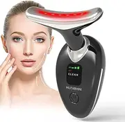 MIUTARMINI Red Light Therapy Face Massager, Skin Face Lift Device with 7 Colors, 45°C EMS Massage Face Toning Firming Machine for Women,3 Modes Led Facial Sculptor for SkinTightening & Neck Lifting (Black)