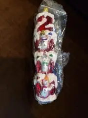 2000 Christopher Radko MILLENNIUM MAGIC Dated Year Snowmen Glass Ornament w/Tag