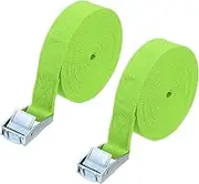 uxcell 1" x 20 ft Lashing Strap with Buckles, 2 Pcs Cam Buckle Tie Down Straps Adjustable Heavy Duty Secure Cinch Straps Up to 551 lbs for Cargo Kayak Bicycles, Fluorescent Green