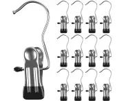 Laundry Hooks Boot Clips,Portable Hanging Pins, Stainless Steel Closet Organizer Hangers,Home Travel Hangers