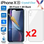 2 Tempered Glass 9H Guard screen protector for Apple iPhone XR Front + Film Back