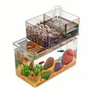 Small Fish Tank with Filter, Self Cleaning Betta Fish Tank, with Bottom Sucti...