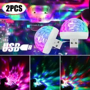 2PCs USB Mini Disco Ball Car Party Atmospher Light Bar Colorful Sound Activated