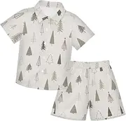 [Caihoyu] Toddler Baby Boy Short Sleeve Button Down Shirt & Shorts Set Toddler Kids Baby Boys Summer Outfit
