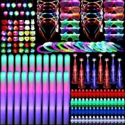 240 Pack Flashing LED Light Up Party Favor Toys Light Wands Headband Rings Bulks