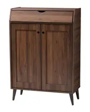 Design Studios Cormier Modern Walnut 2-Door Entryway Shoe Storage Cabinet