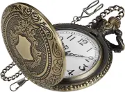 Bronze Shield Men'S Pocket Watch, Arabic Numeral Digital Scale Quartz Pocket Wat