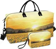 [YXYZRMY] Sunflowers Field Sunrise Travel Duffel Bag Gym Bag Sports Tote Bag with Multiple Interior Pockets Shoulder Weekender Bag for Women Men with Toiletry Bag 20.5”x 7.9”x 13.8”, Multi-Colored, one