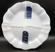 NAUTICA MELAMINE White Wavy Hobnail Edge Dinner Plates NEW (Set of 4)