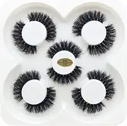 Fake Eyelashes, 5 Pairs 3D Natural Fluffy False Eyelashes, Chemical Fiber Cat Eyes Mink Lashes, Messy Crossed Dramatic Volume False for Makeup Fake