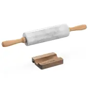 "Navaris Marble Rolling Pin and Stand - Set Includes Marble Rolling Pin with ...