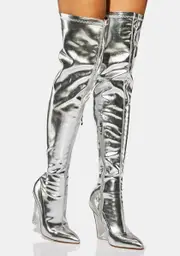 [AZALEA WANG] Silver Symone Thigh High Boots