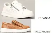 Le Sansa Naked Arches Leather Zip Lace Arch Support Sneakers Noble 2 White Tan