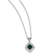 Sterling Silver Small Blue u0026 White Diamond Pendant