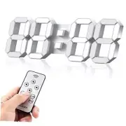 15'' 3D LED Wall Clock with Remote Control 15" Led Digital Wall Clock - White