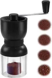 Manual Coffee Grinder with Ceramic Burrs, Hand Coffee Bean Grinder with 2 Contai