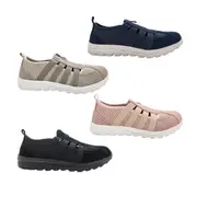 JoJo Avril Ladies Shoes Leather Casual Flats Zip top Elastic Lightweight Comfort