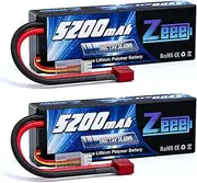 Zeee 2S Lipo Battery 5200mAh 7.4V 100C Hard case with T Connector for 1/8 and 1/10 RC Vehicles Car RC Buggy Truggy Airplane UAV Drone FPV (2 Pack)