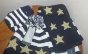 TOMMY HILFIGER GIRLS HAT, SCARF & MITTENS COMBO STRIPED STARS SIZE 2-3 YEARS