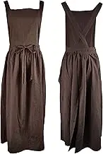 losofar Pleated Cotton Long Apron X Back Kitchen Garden Florist Work Clothes Bib Dress