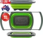 Collapsible Colander, 6 Quart Strainer with Extendable Handles, Green