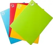 Flexible Plastic Cutting Board Mats, Colored Mats With Food Icons, Gripped Back, Cutting board Set of 4 (2)