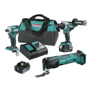 Makita 18V LXT Multi-Tool w/ Hammer Drill Driver & Impact Driver Kit Bundle New