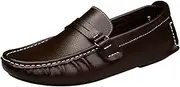 [QEEFXLQI] Leather Shoes for Men Manufacturers Wholesale Cross-Border Large Size Toe Shoes Men's New Men's Leather Shoes Cowhide Shoes Casual Driving Shoes(Black,45)