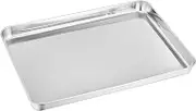 TeamFar Toaster Oven Pan, Stainless Steel Toaster Oven Tray Ovenware, 12.4’’x 9.7’’x1’’, Non Toxic & Healthy, Rust Free & Mirror Finish, Easy Clean & Dishwasher Safe