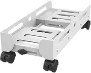 PC Stand Mobile PC Tower Stand, Adjustable Width CPU Stand Steel Desktop CPU Holder, Heavy-Duty PC Case Stand with Rolling Caster Wheels CPU Tower Stand(White,Small)