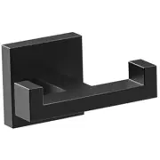 Double Towel Hooks for Bathroom Matte Black Wall Mount Simple Modern Square