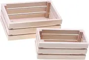 Kisangel 2Pcs Miniature Wooden Storage Baskets Dollhouse Accessories for Layouts Colorfast Decoration for House