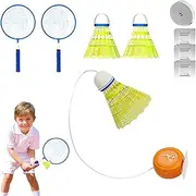 zjhukfmc Rebound Badminton - Badminton Racket Swing Trainer | Adjustable Portable Rebound Shuttlecock Practice Racket Swing Set Agility Training for Playgrounds Garden