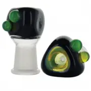 Reverse Black Triangle Bubble Slyme Green Lip Glass GOG Art Slide Bowl 14mm 18mm