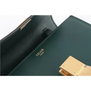 【CELINE】Classic Box 金釦牛皮側背包(亞馬遜綠)/ 平行輸入