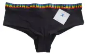 Womens Calvin Klein Cheeky Short D1506-BPM - Cotton - Sz L - RAINBOW Logo Waist