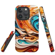 For iPhone 15 Pro Max Tough Protective Cover, Swirling Gold