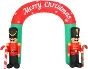 Christmas Inflatable Illuminated Archway, Outdoor Decorations, 3M Cold White LED Lights with Pegs and Ropes Set Built-in Pump Lawn Yard Decor