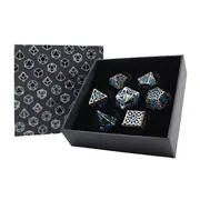 RPG Set Hollow Textures Dice (Stainless and Blue)