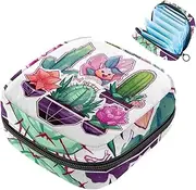 Period Bag,Sanitary Napkin Storage Bag,Floral Animals and Cactus,Tampon Bag for Purse