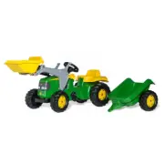 John Deere 161cm Rolly Classic Pedal Tractor Front Kids Loader Play w/ Trailer