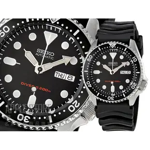 SEIKO 精工海馬 DIVER'S 機械式橡膠帶對錶-黑SKX007/SKX013 蘋果小舖