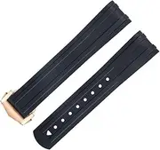 [RAYESS] 20mm FKM Fluorous Rubber Curved End For Omega Seamaster 300 Diving Stainless Fold Buckle Replacement WatchBands