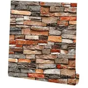 Stone Peel and Stick Wallpaper Rock 3D Stacked Faux 17.7"×118" Rock wallpaper