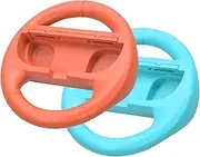 2PACK Steering Wheels for Nintendo Switch 2/Nintendo Switch/Switch Oled Console JoyCons,Racing Wheels Compatible with Mario Kart Wolrd 8 Deluxe switch 2 2025 Joycon Controller. (2PCS ORANGE & BLUE)