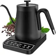 Electric Gooseneck Kettle, ±1℃ Temperature Control, One Click 92℃ Pour Over Kettle for Coffee & Brew Tea, Hot Water Boiler, Stainless Steel Inner Fast Heating & Keep Warm 12 Hours, 1350W, Black