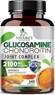 Glucosamine with Chondroitin Turmeric MSM, Triple Strength Standardized 1500mg for Hip, Joint & Back Pain Relief - Made in USA - Anti Inflammatory Supplement with Boswellia & Bromelain - 240 Capsules