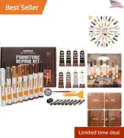 Wood Furniture Repair Kit - Set of 34 Markers, Wax Sticks & Fillers - for Sta...
