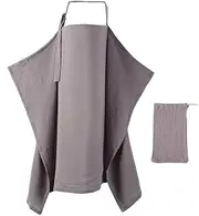 Dimoxii Nursing Cover for On The Go, Soft Muslin Nursing Cover with Storage Bag, Breathable Multi-Purpose Nursing Cover (Grey)